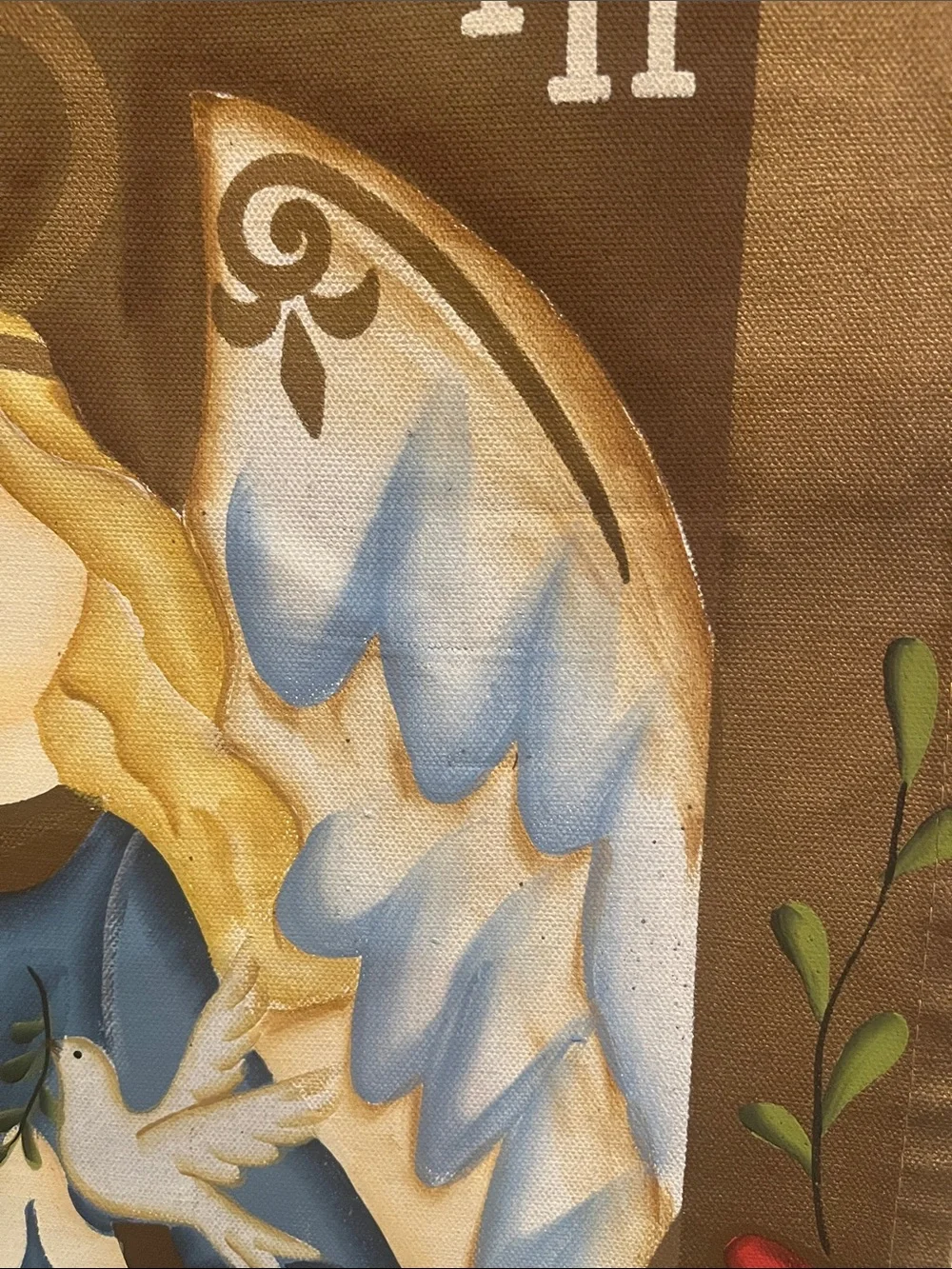 Vintage Peace On Earth Angel Wall Hanging Hand Painted Christmas Holiday Decor